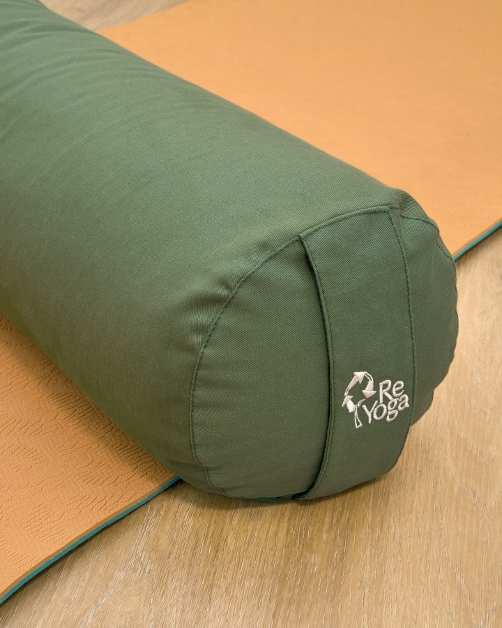 ReBOLSTER - Zylindrisches Yoga-Bolster aus Baumwolle und Dinkelspelz, mit abnehmbarem Bezug